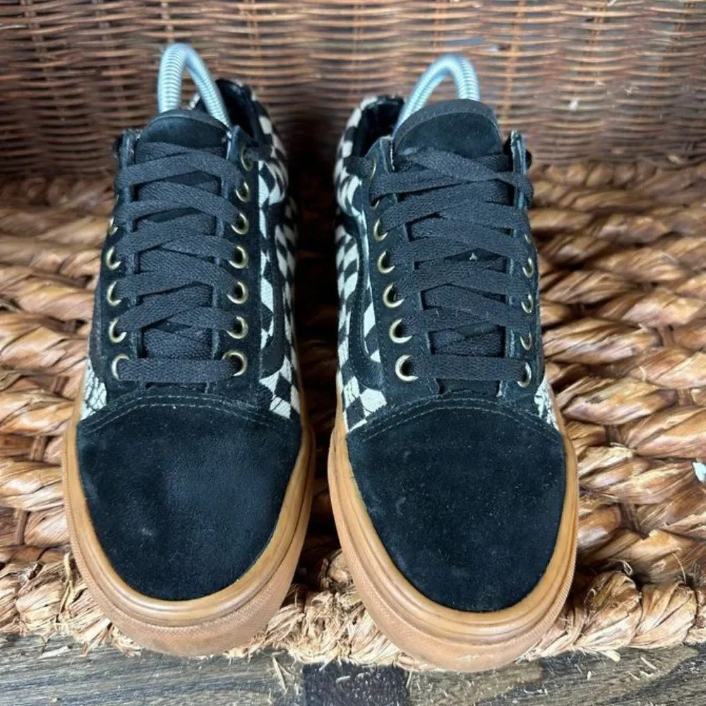 Vans Sz 7 Men's Black Graphic Logo Low Top Lace Up Sneakers‎